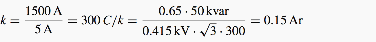 Ratio of the current transformer