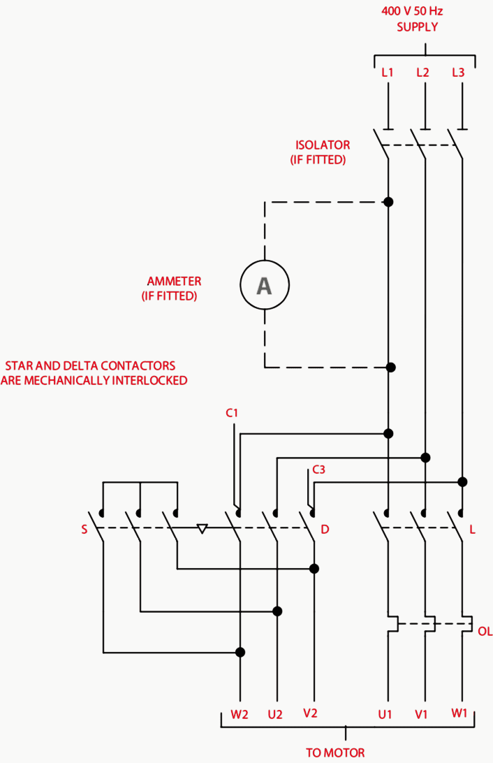 Wiring diagram of star-delta starter