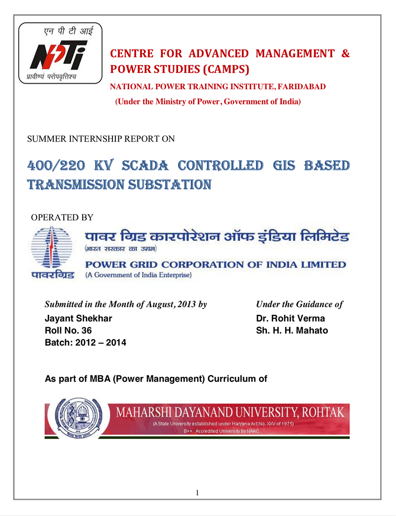 400/220 kV gas insulated (GIS) transmission substation controlled by SCADA