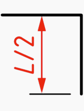 Two strips set at right angles to each other meeting at one corner