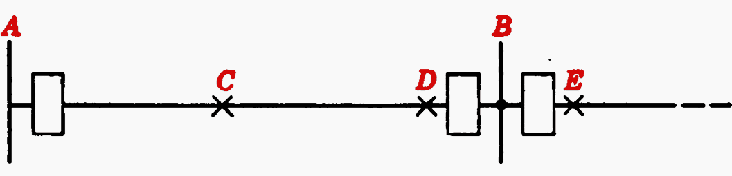 Transmission-line sections for illustrating the purpose of a pilot