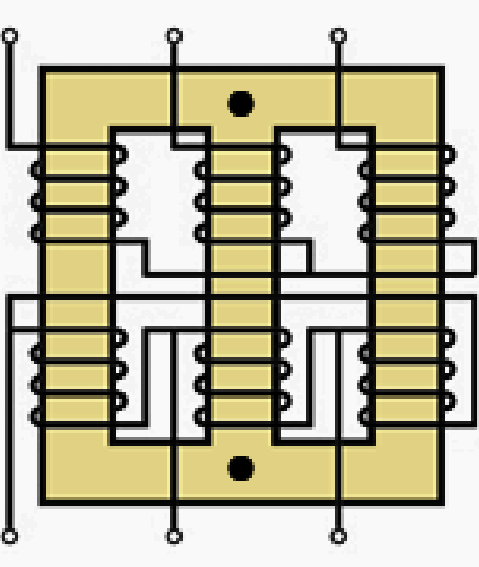 Transformer core and windings