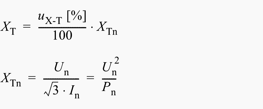 Transformer series reactance formulae