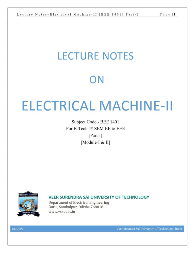 Lecture Notes On Electrical Machines II (For Students B-Tech 4th ...