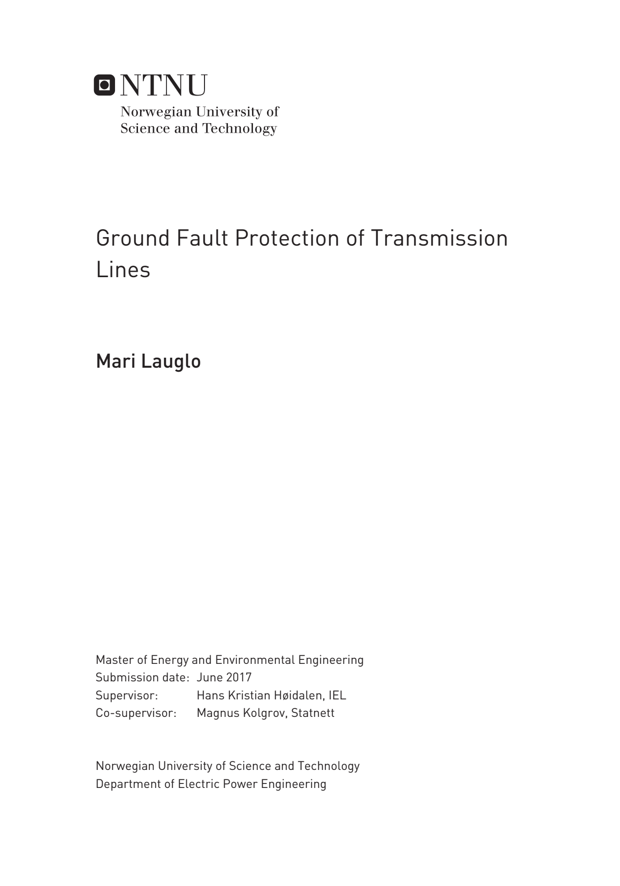 Ground Fault Protection of Transmission Lines