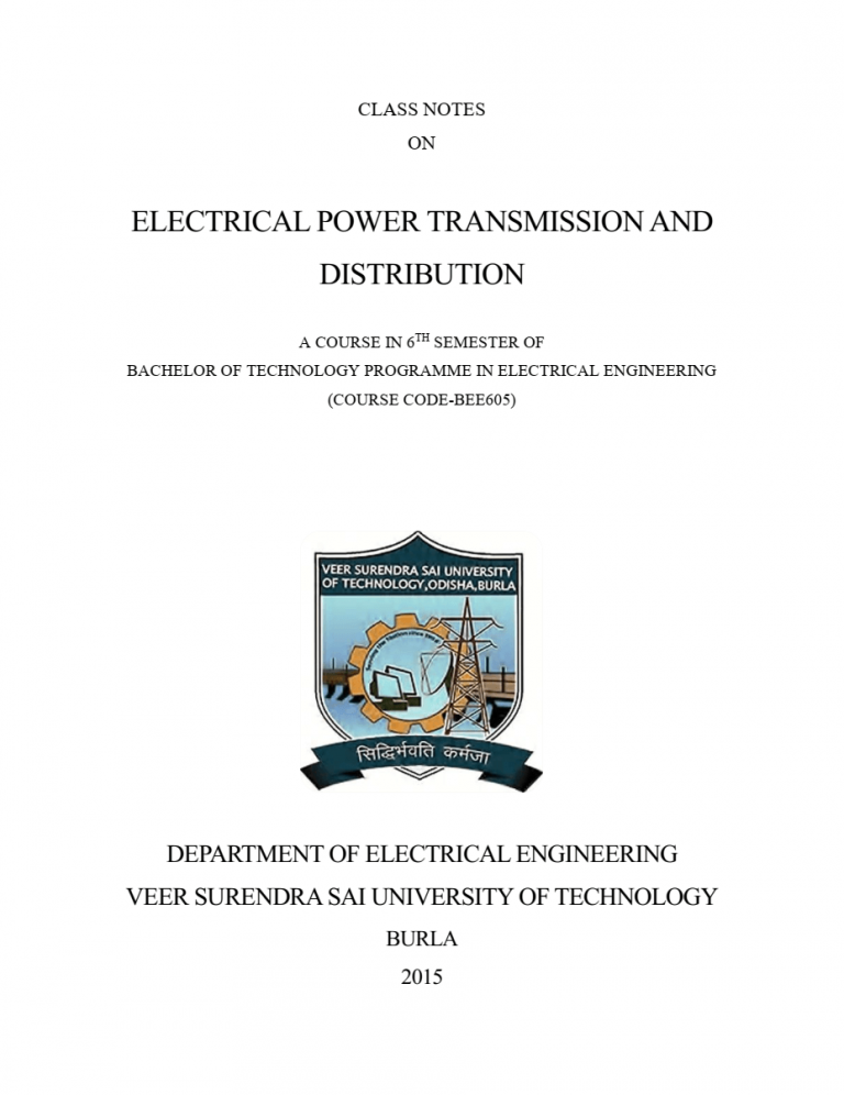 Class notes on electrical power transmission and distribution | EEP