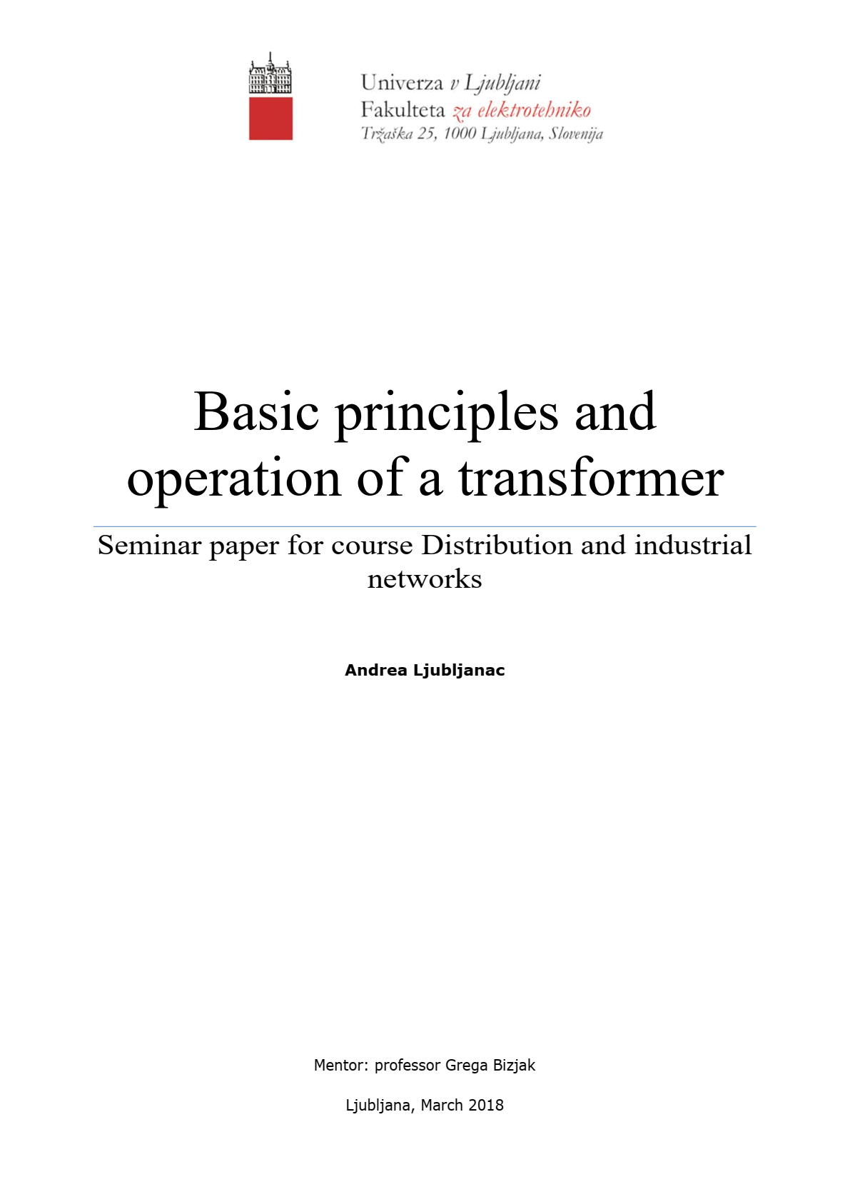 Basic principles and operation of a transformer