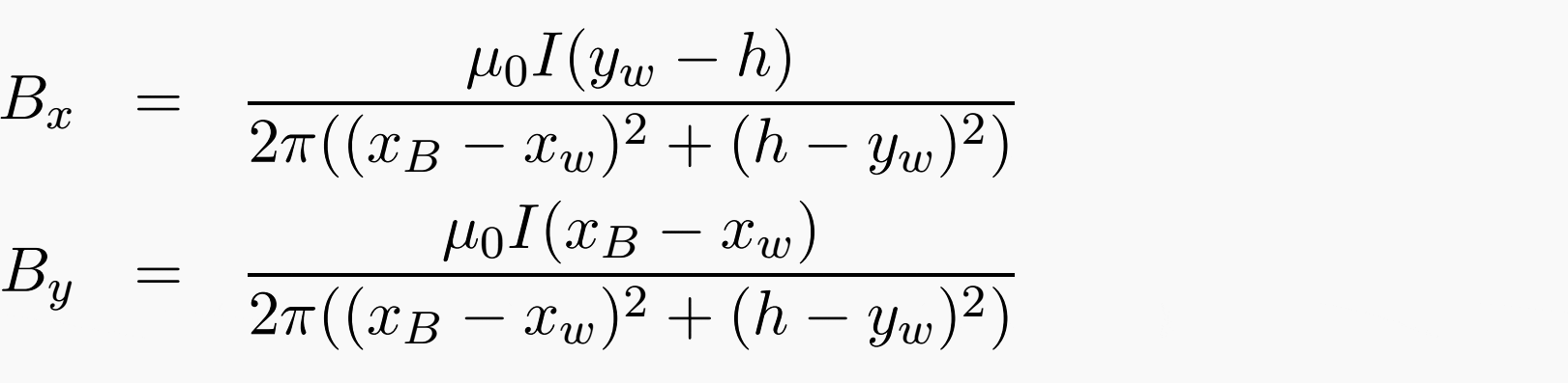 Magnetic fields Bx and By formulas