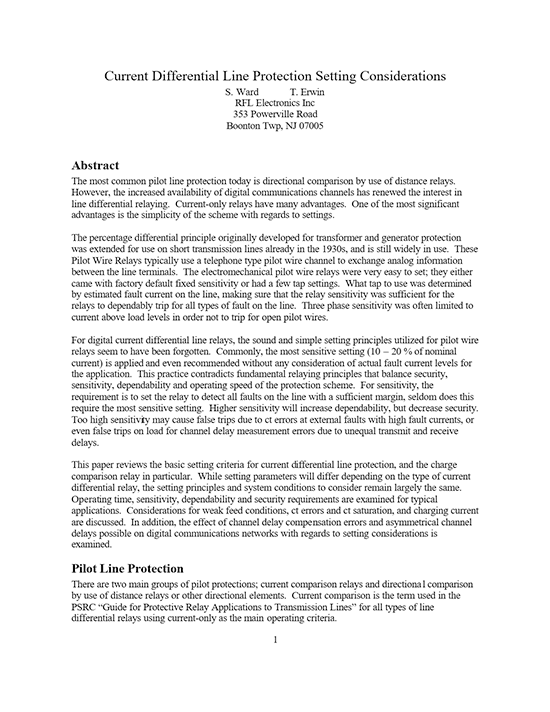 Current differential line protection setting considerations