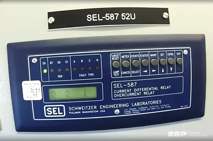 Simulation of protection system that includes a source, transformer and motor