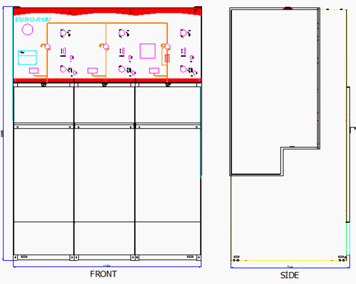 The front and side view of prototype final construction