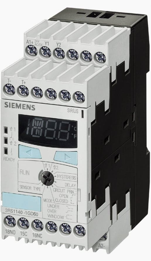 Sirius 3RS1 - Temperature monitoring relays can be used for measuring temperatures in solid, liquid and gas media