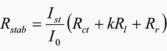 The values of sabilising resistor in series with the relay