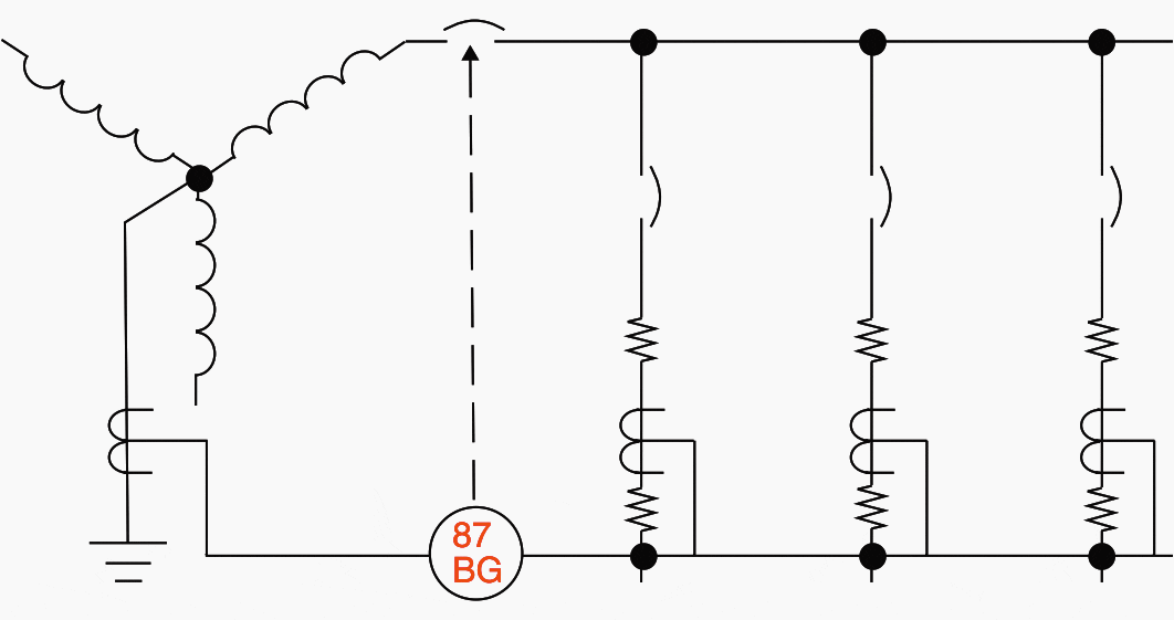 Ground-differential scheme bus and transformer