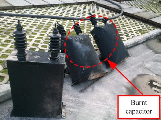 Burnt capacitors