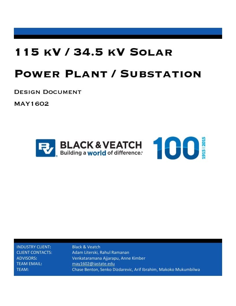 60 MW grid tied solar power plant with an attached 115kV/34.5 kV substation