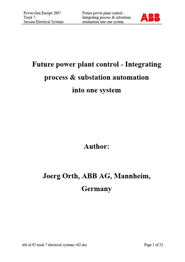 Power plant control - Integrating process and substation automation into one system