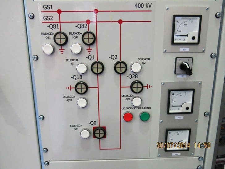 Mimic diagram in protection relay panel