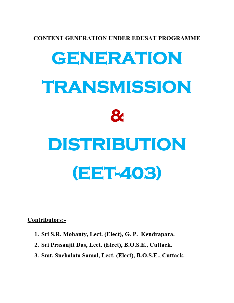 Notes on power generation, transmission and distribution