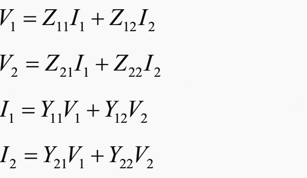 Four-terminal network currents and voltages