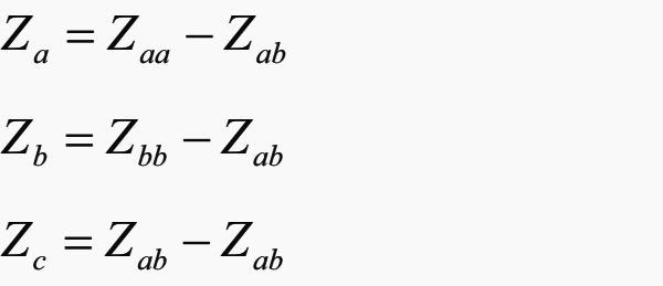 Impedances Za, Zb and Zc