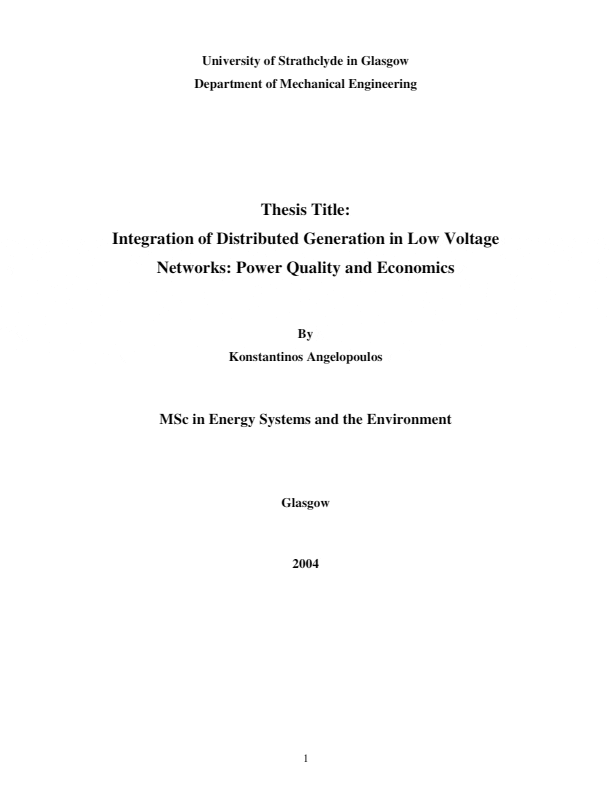 Power quality and economics of integration of distributed generation in LV networks