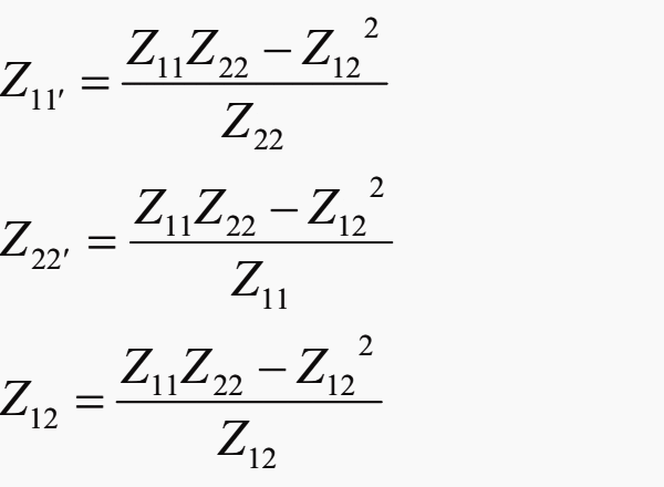 Z11', Z22' and Z12 formulae