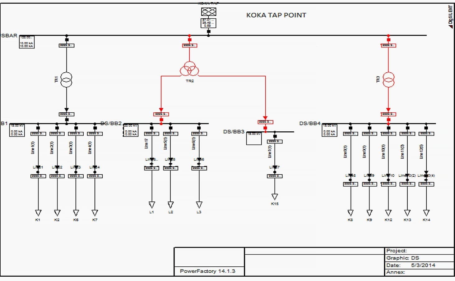 Bishoftu substation drawn using Dig-Silent power factory software