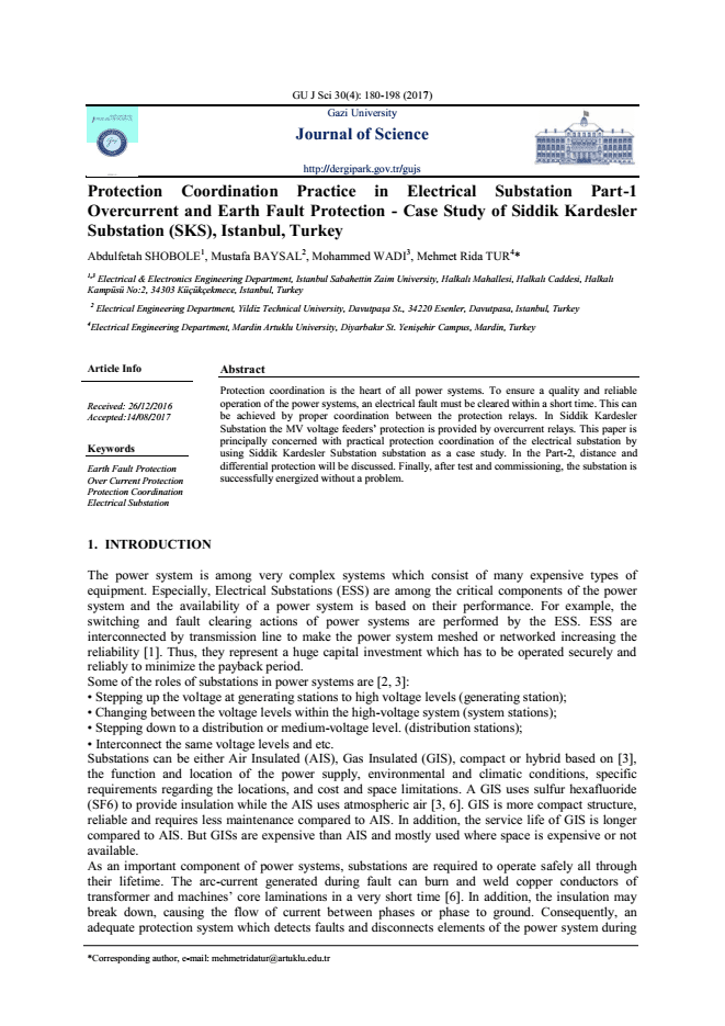 Protection coordination practice in electrical substations 154 kV and 34.5 kV