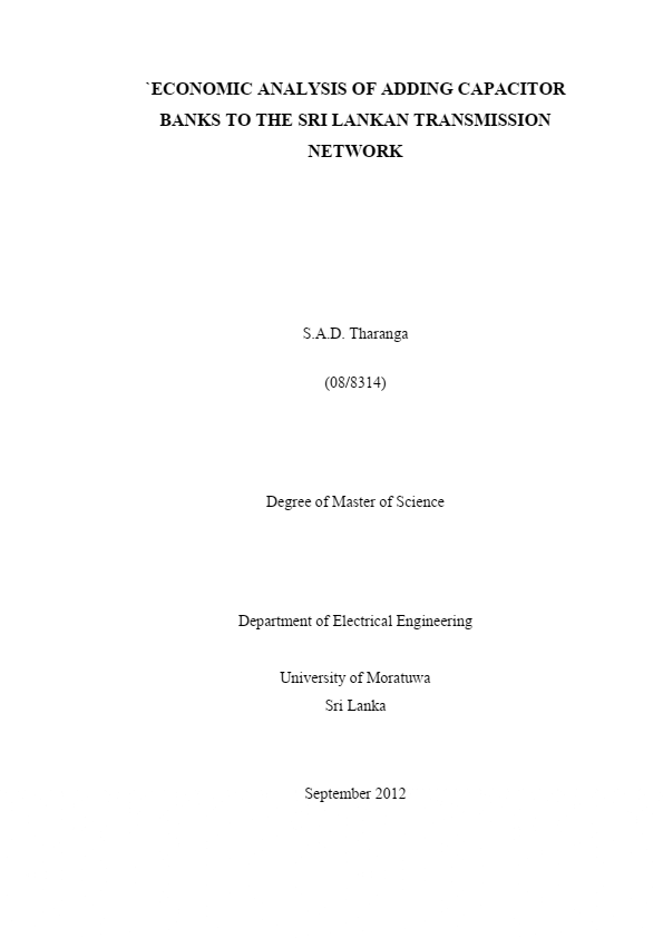 Adding capacitor banks to the Sri Lankan transmission network (Analysis)