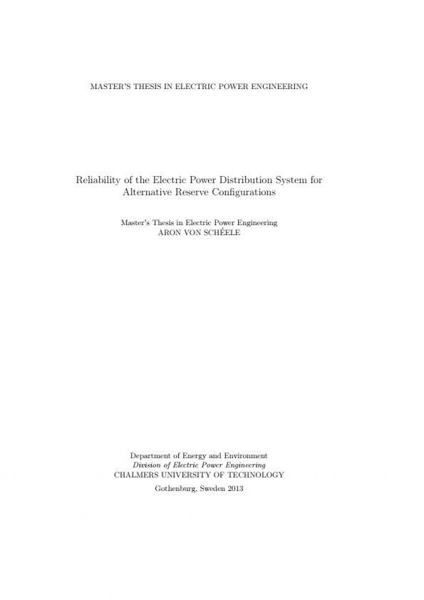 Reliability of the electric power distribution system for 6 alternative loop configurations