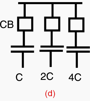 Switching in and out capacitors using a binary arrangement