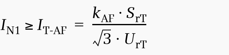 maximum load current of the transformer with radial-flow fans switched on (AF mode)