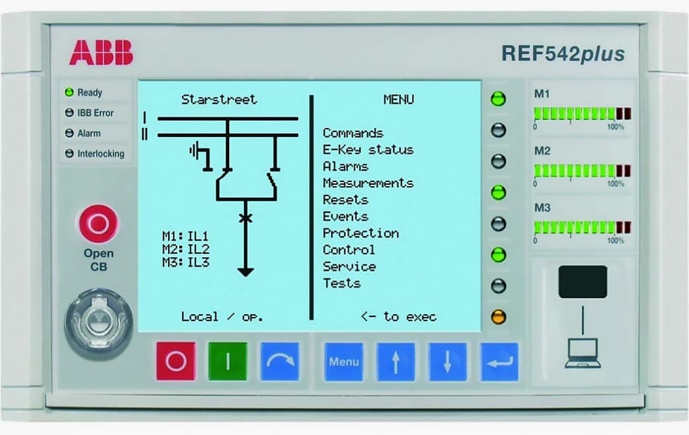 LCD display of ABB's protection relay REF 542plus HMI