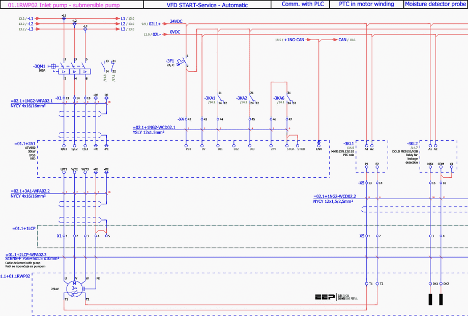 Learn how to use PLC and VFD for pump control: Power and control circuits analysis