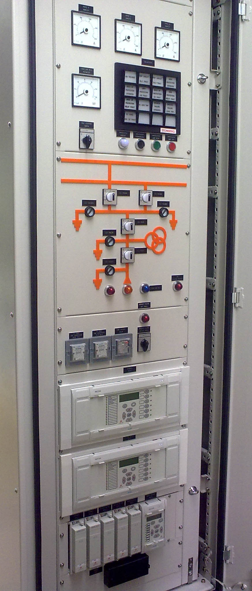 Control and protection panel with MICOM relays