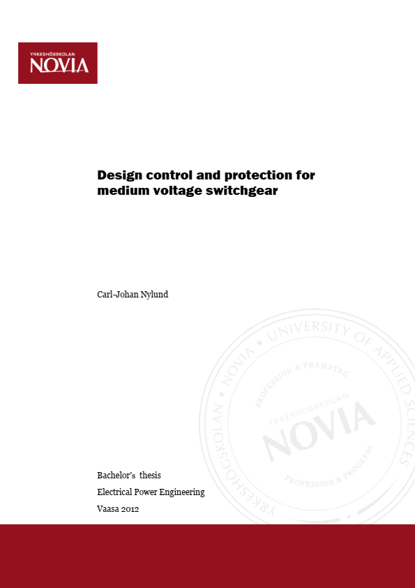 Design control and protection for medium voltage switchgear