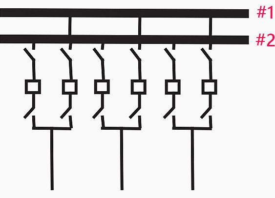 Two-bus two-breaker substation arrangement