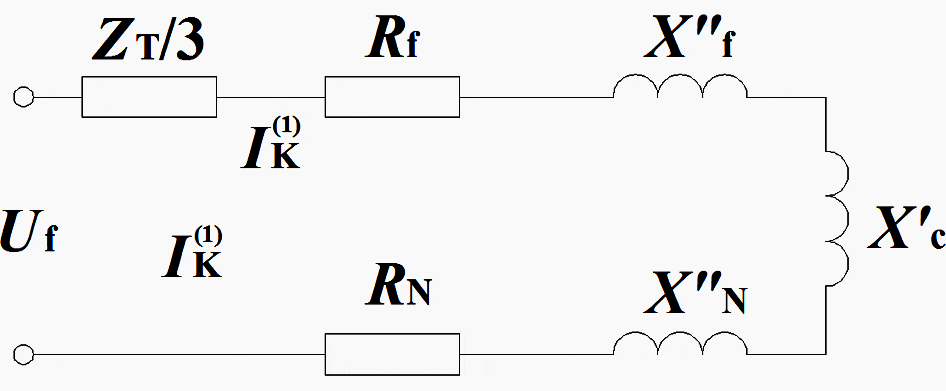 Design circuit of one-phase short-circuit loop