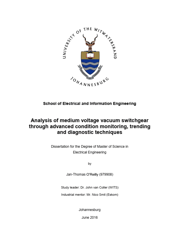 Condition monitoring and diagnostic techniques for MV vacuum switchgear