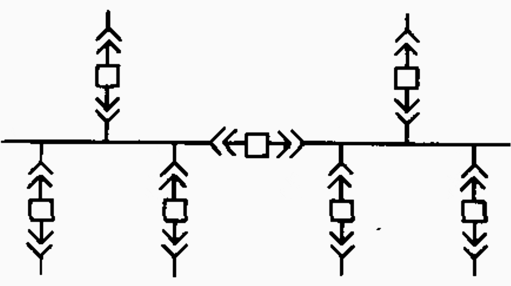 Typical two-source sectionalized-bus arrangement with a single circuit breaker per line