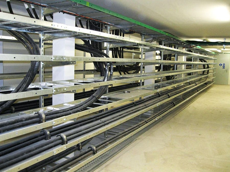 Cable laid in racks