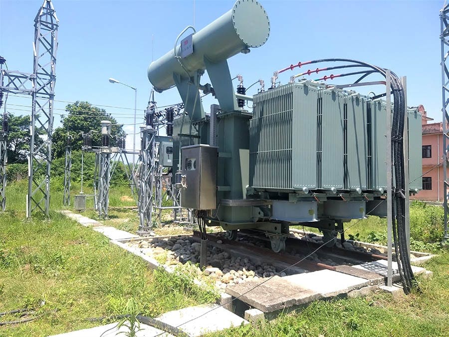 33/11 kV 24 MVA newly upgraded Power transformer and poorly maintained switchyard at Jeetpur Substation, Nepal