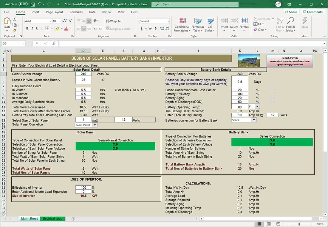 solar power battery backup calculator