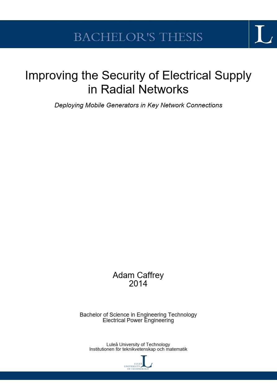 Securing radial networks in rural areas by deploying mobile generators in outage events