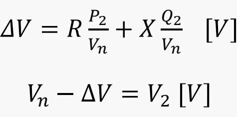 Voltage drops (ΔV) in electrical lines