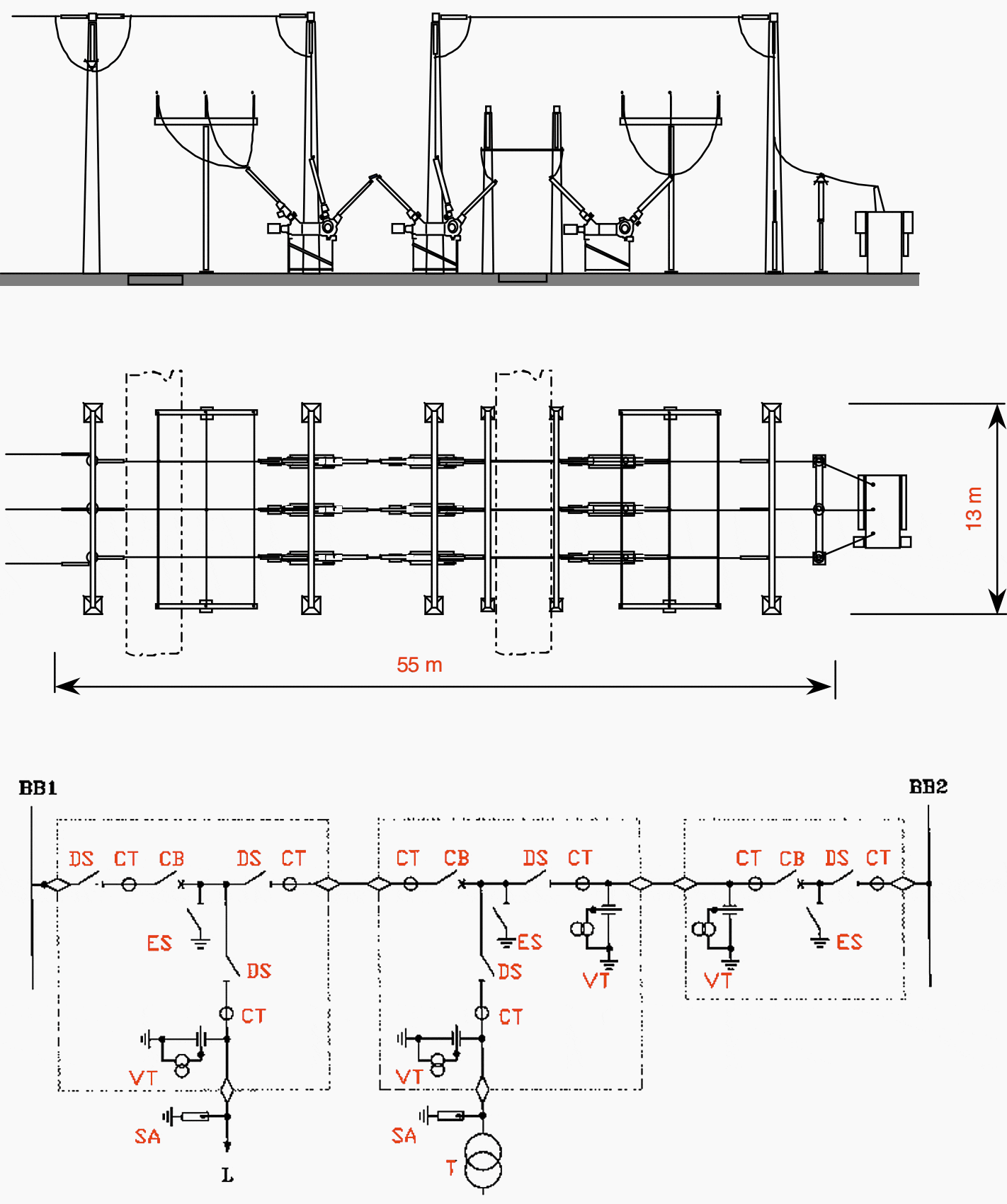 1 ½ circuit-breaker hybrid switchgear installation with PASS modules for Un to 550 kV