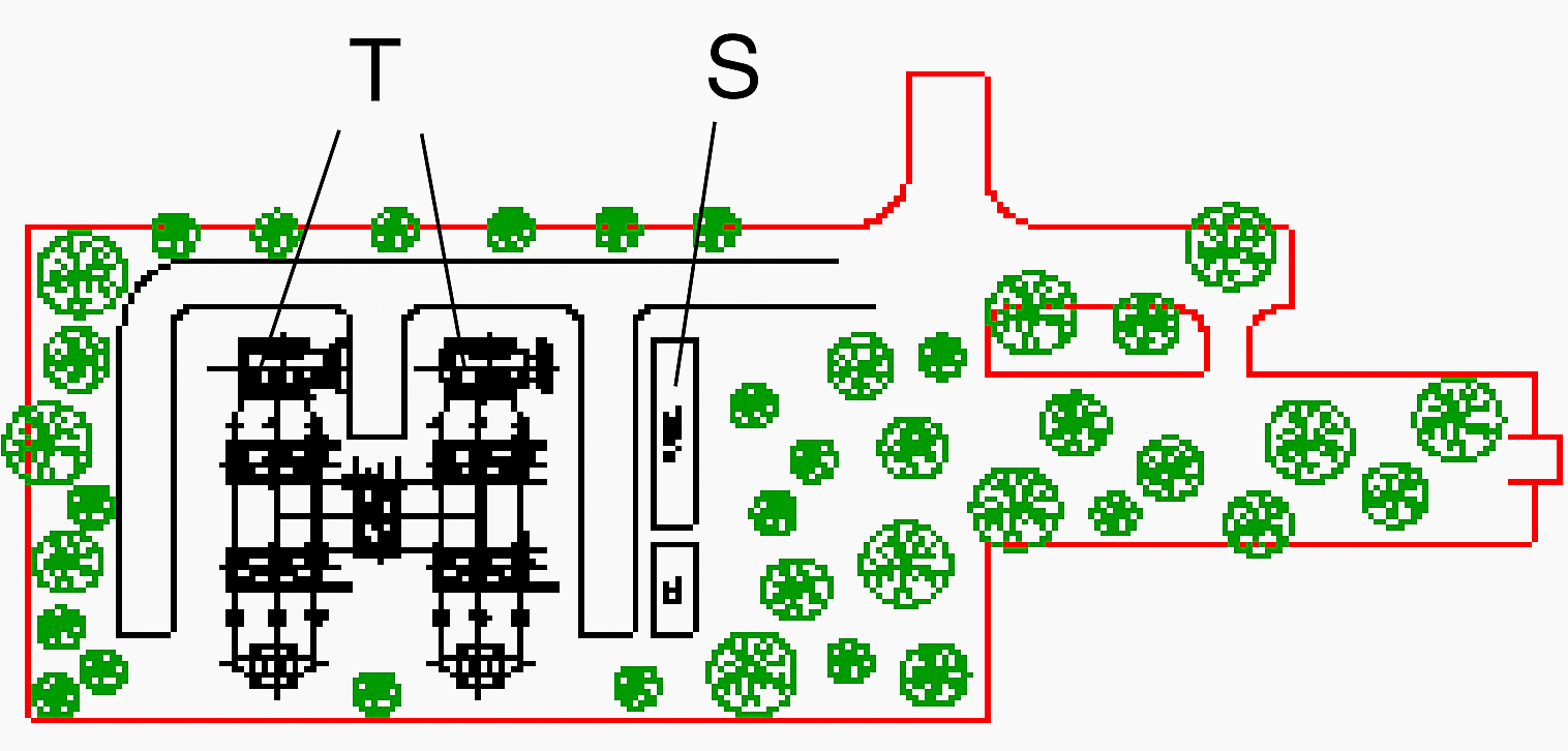 Installation layout in H-configuration for Un ≤ 145 kv in compact design