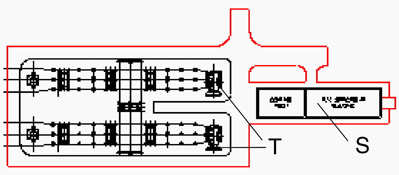 Installation layout in H-configuration for Un ≤ 145 kv in conventional design