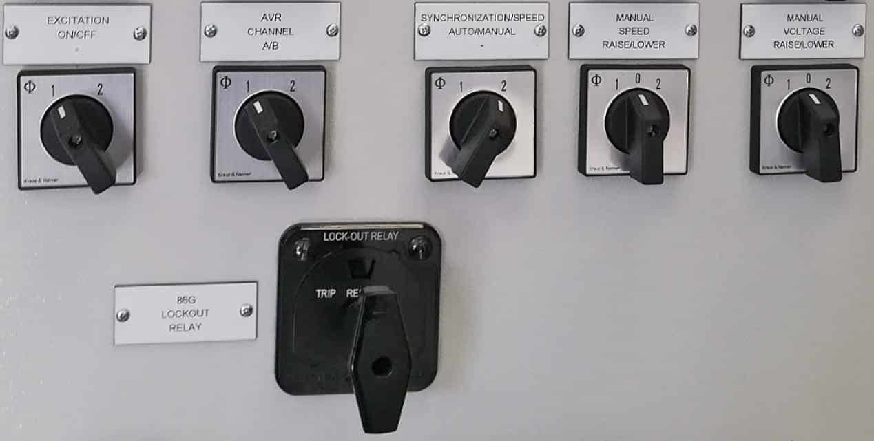 Typical front commands of synchronization panel